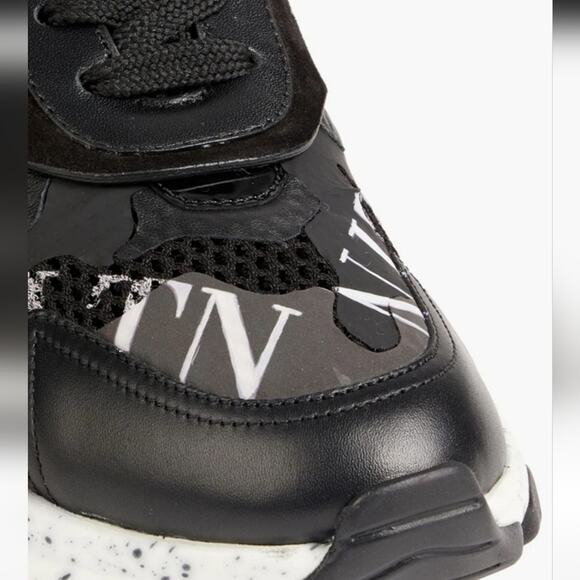 NWT$900 VALENTINO Men Bounce Camouflage Leather Mesh Black Sneakers Sz 42 (US 9) - Picture 5 of 16
